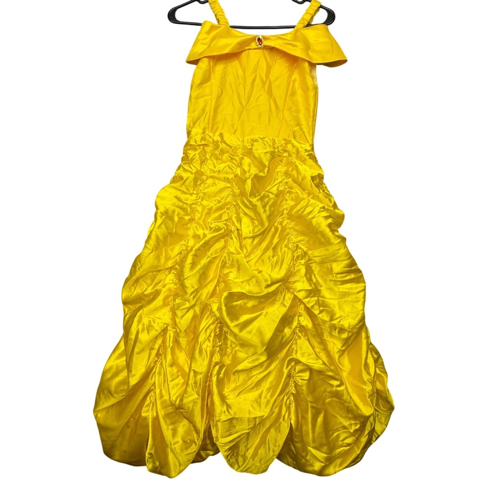 Disney Belle Inspired Princess Costume Yellow Ball Gown Set with Tiaras Gloves